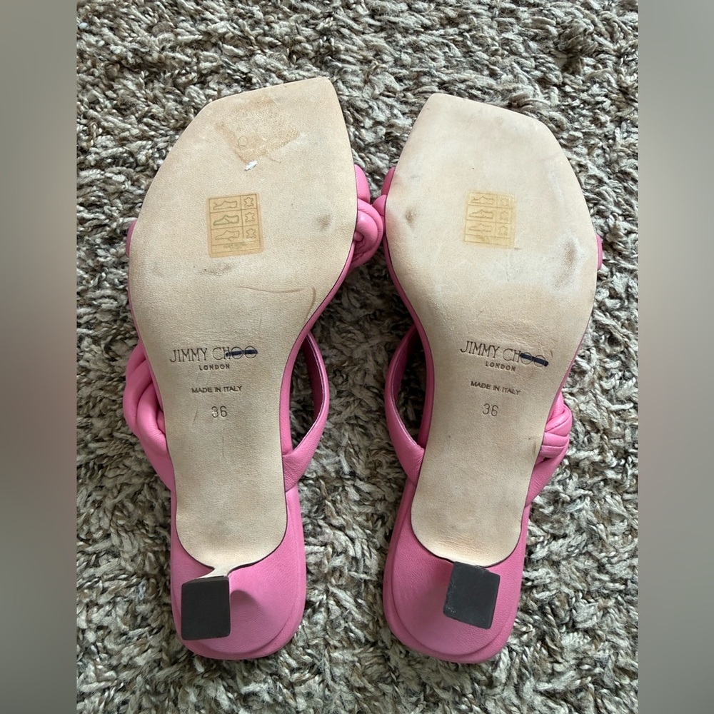 New ✨ Jimmy Choo Leather Braided Heels Slides - Picture 4 of 8